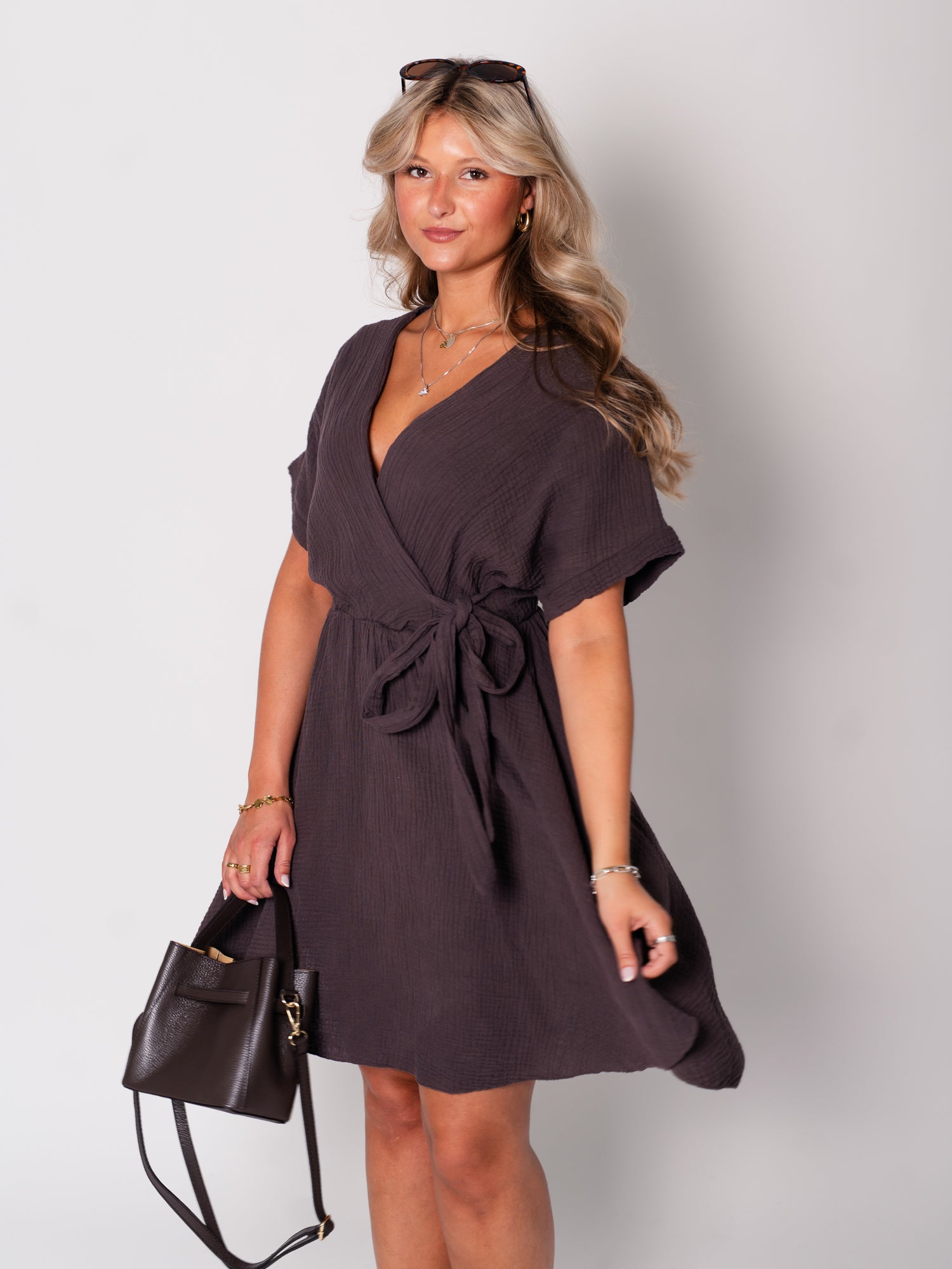 Felina Shirt Musselin Kleid - Espresso