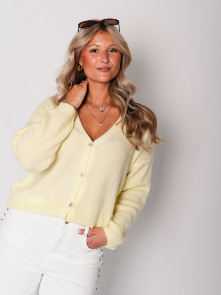Jill Soft Strickjacke - Zitronengelb
