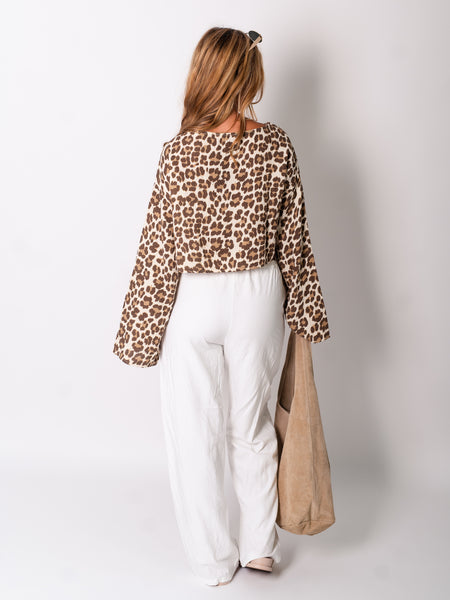 Ayla Musselin Bluse - Leo/Beige