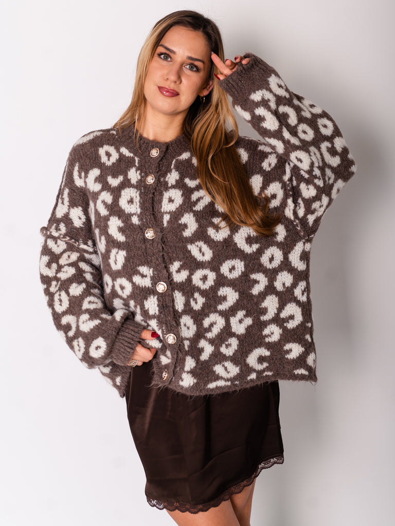 Emelie Strickjacke- Leo/ Coffee