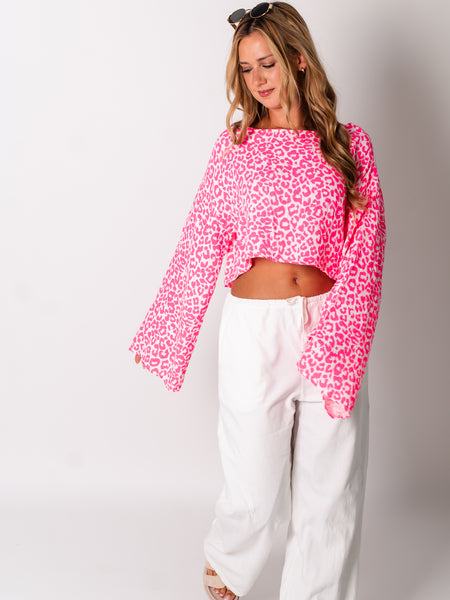 Ayla Musselin Bluse - Leo/Pink/Weiß