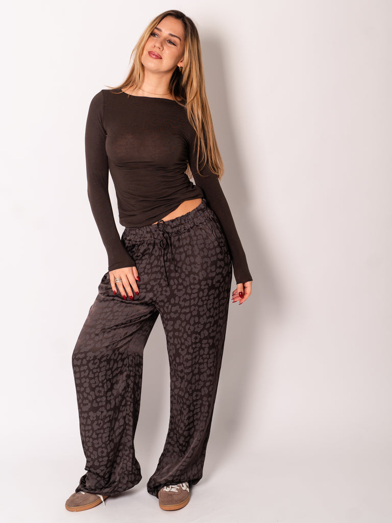 Ella Seiden Hose - Leo/Dunkelbraun