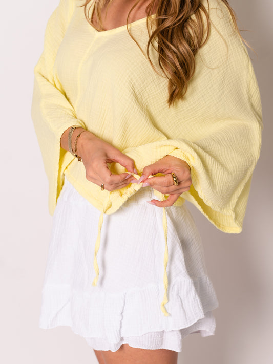 Breeze Musselin Bluse - Zitronengelb