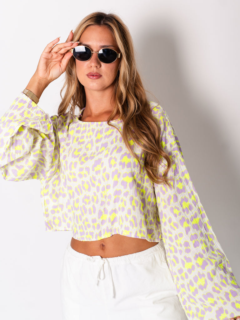 Ayla Musselin Bluse - Leo/Lila/Gelb