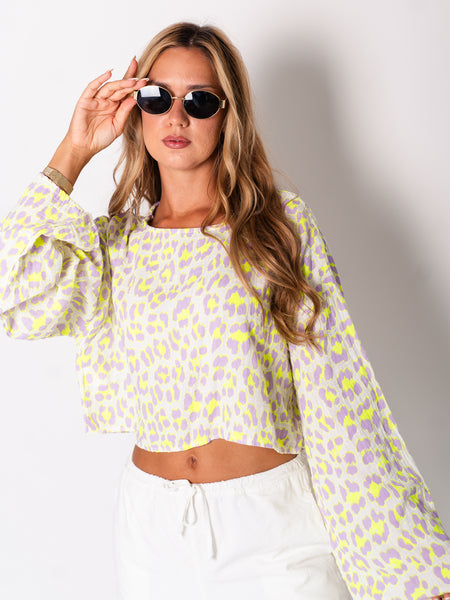 Ayla Musselin Bluse - Leo/Lila/Gelb