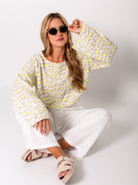 Ayla Musselin Bluse - Leo/Lila/Gelb