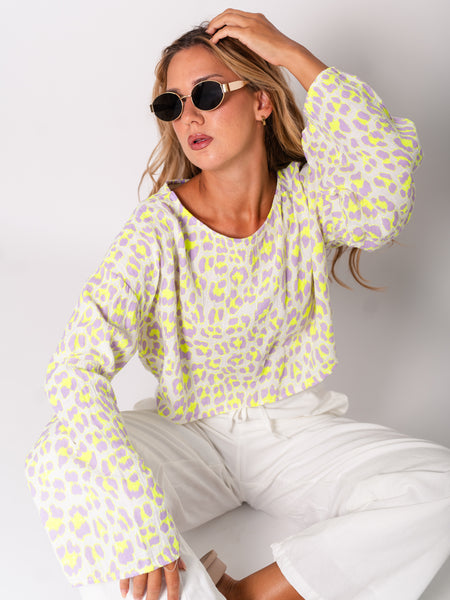 Ayla Musselin Bluse - Leo/Lila/Gelb