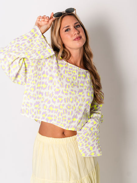 Ayla Musselin Bluse - Leo/Lila/Gelb