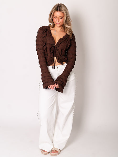Carry Spitzen Bluse - Espresso