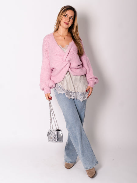 Knot Strick Pullover - Rosa