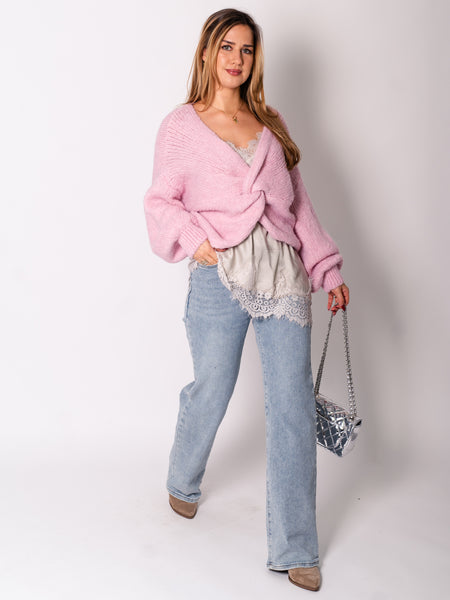 Knot Strick Pullover - Rosa