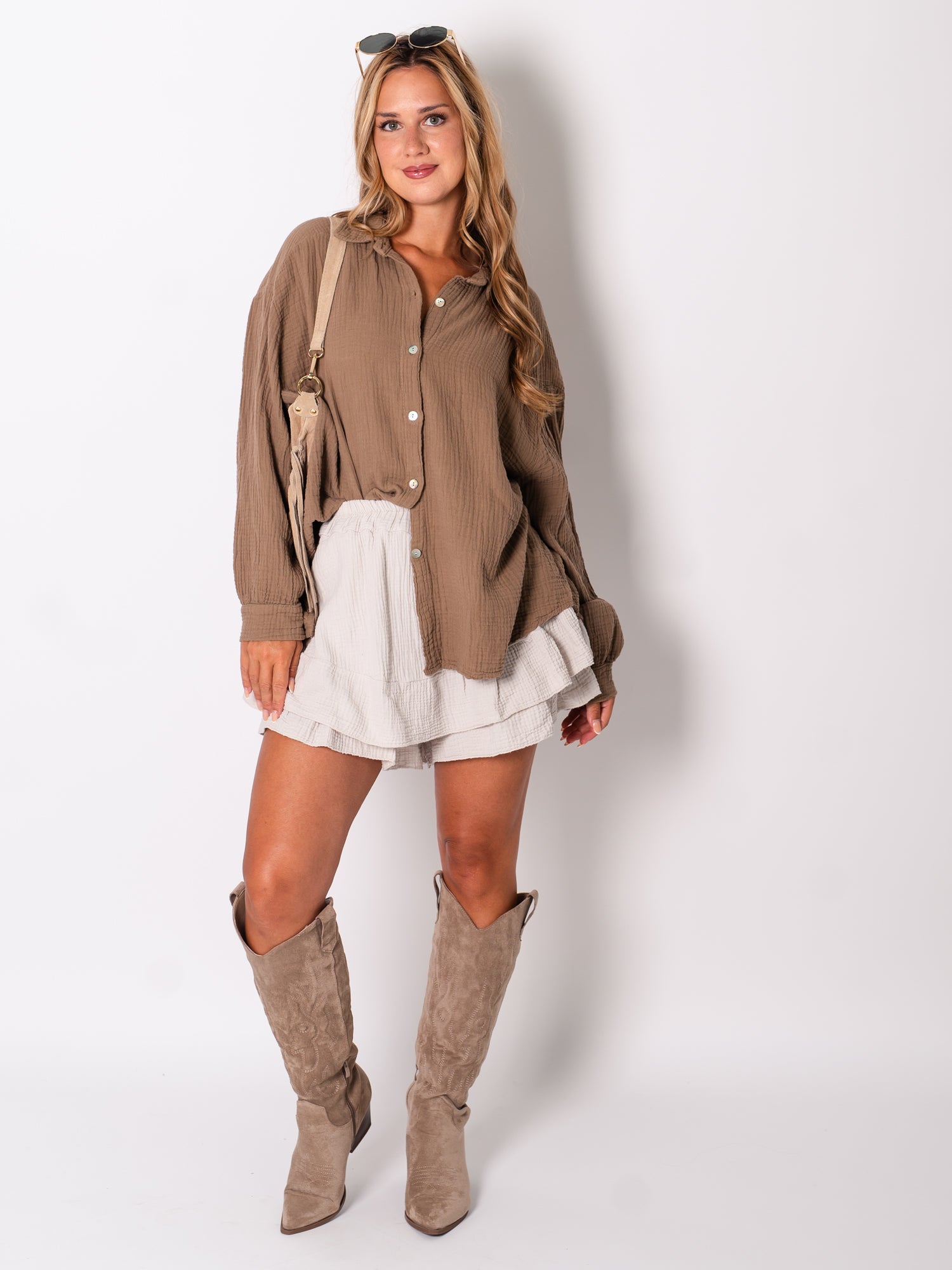 Ana Musselin Shorts - Beige
