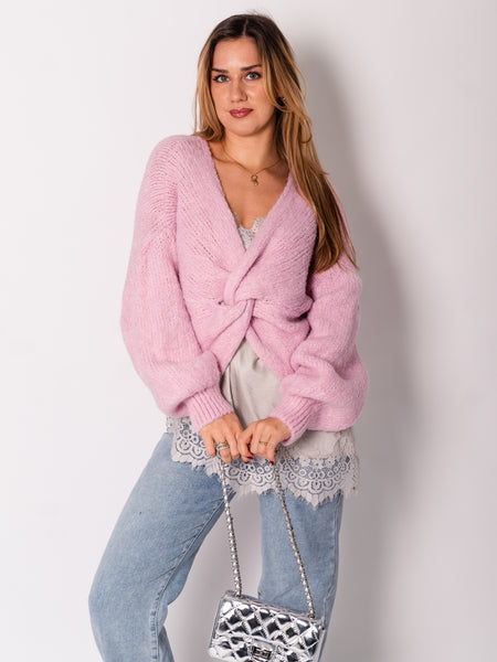 Knot Strick Pullover - Rosa