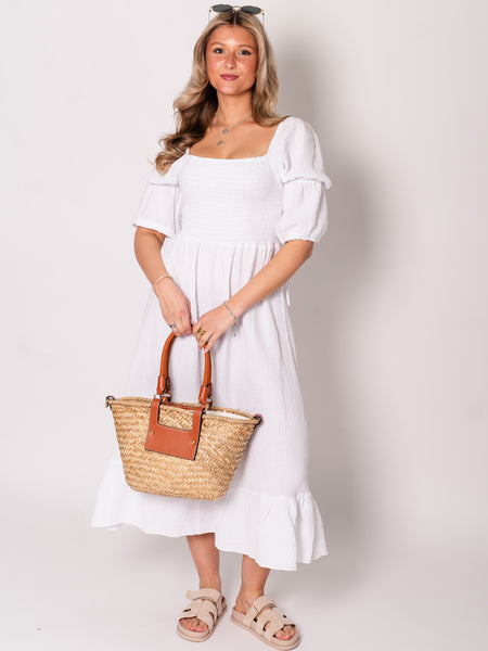 Carolina Musselin Kleid - Weiß