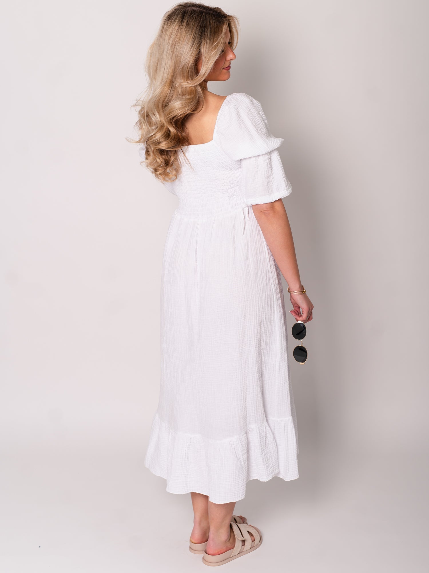 Carolina Musselin Kleid - Weiß