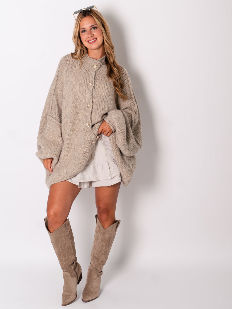 Danielle Strickjacke - Taupe