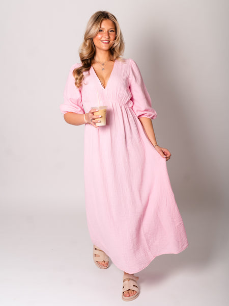 Amelia Musselin Kleid - Pastellrosa