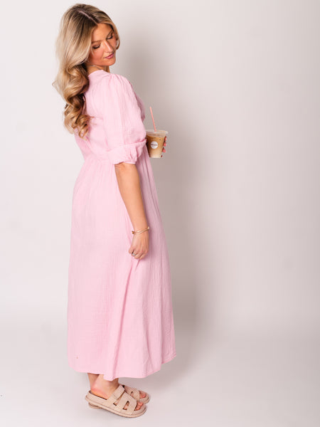 Amelia Musselin Kleid - Pastellrosa