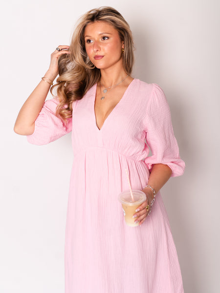 Amelia Musselin Kleid - Pastellrosa