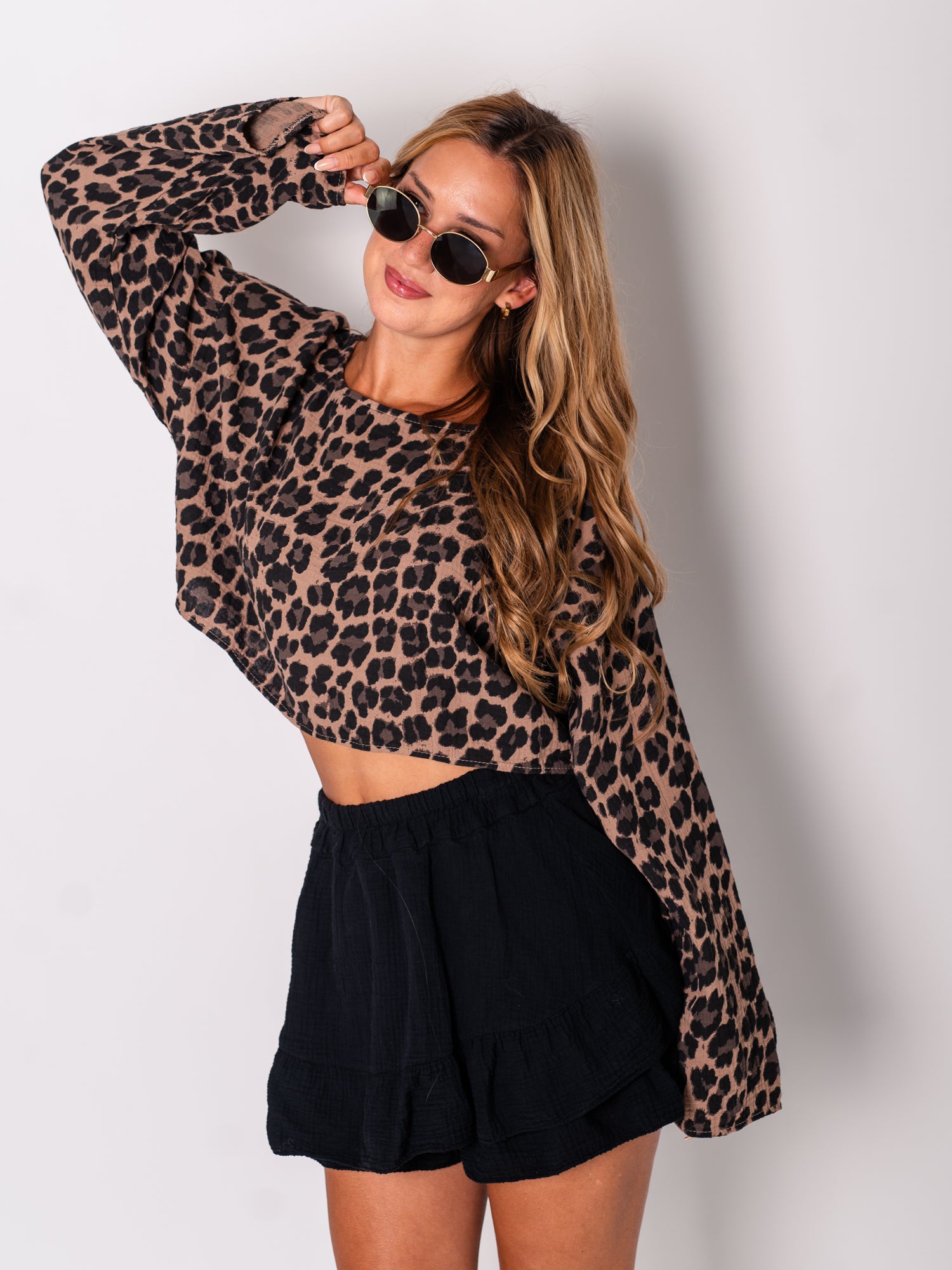Ayla Musselin Bluse - Leo/Camel