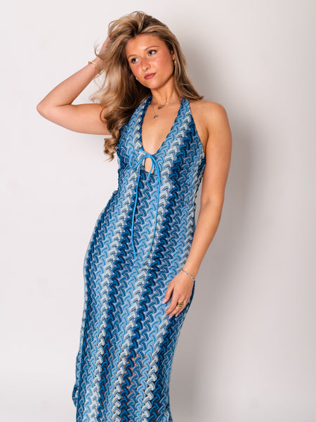 Ibiza Neckholder Kleid - Dunkelblau