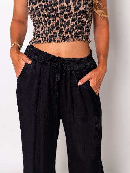 Ella Seiden Hose - Schwarz