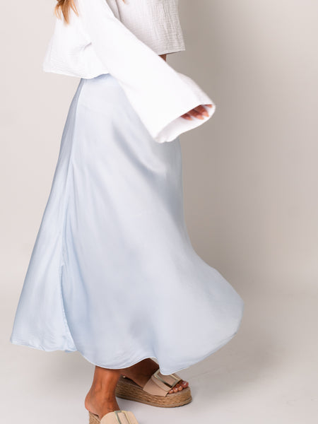 Satin Midi Rock - Hellblau