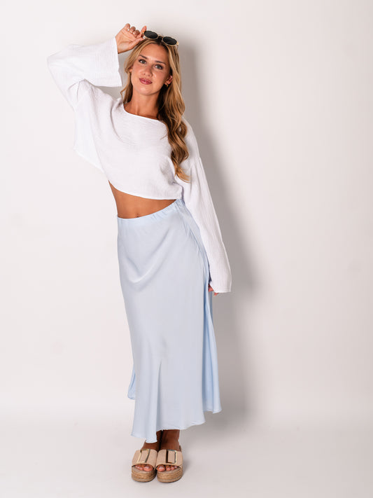 Satin Midi Rock - Hellblau