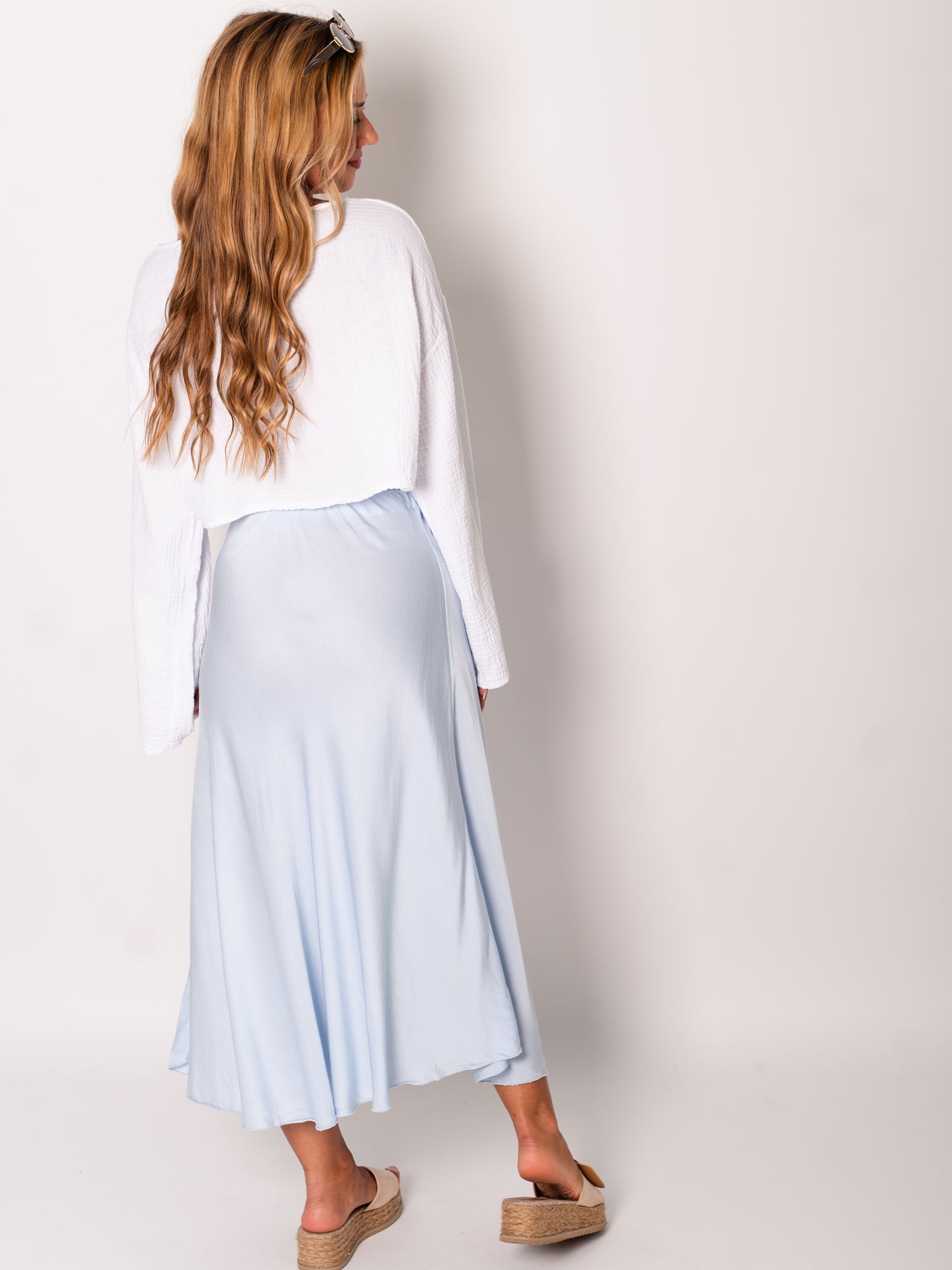 Satin Midi Rock - Hellblau