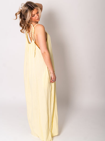 Silvia Musselin Maxi Kleid - Butteryellow