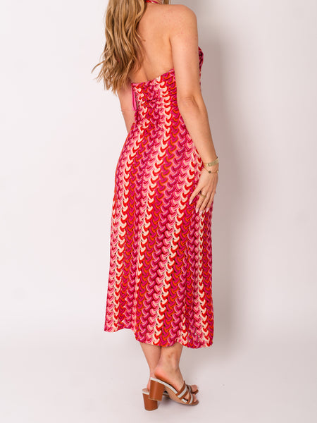 Ibiza Neckholder Kleid - Rot/Orange