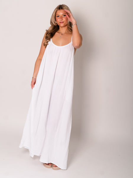 Silvia Musselin Maxi Kleid - Weiß