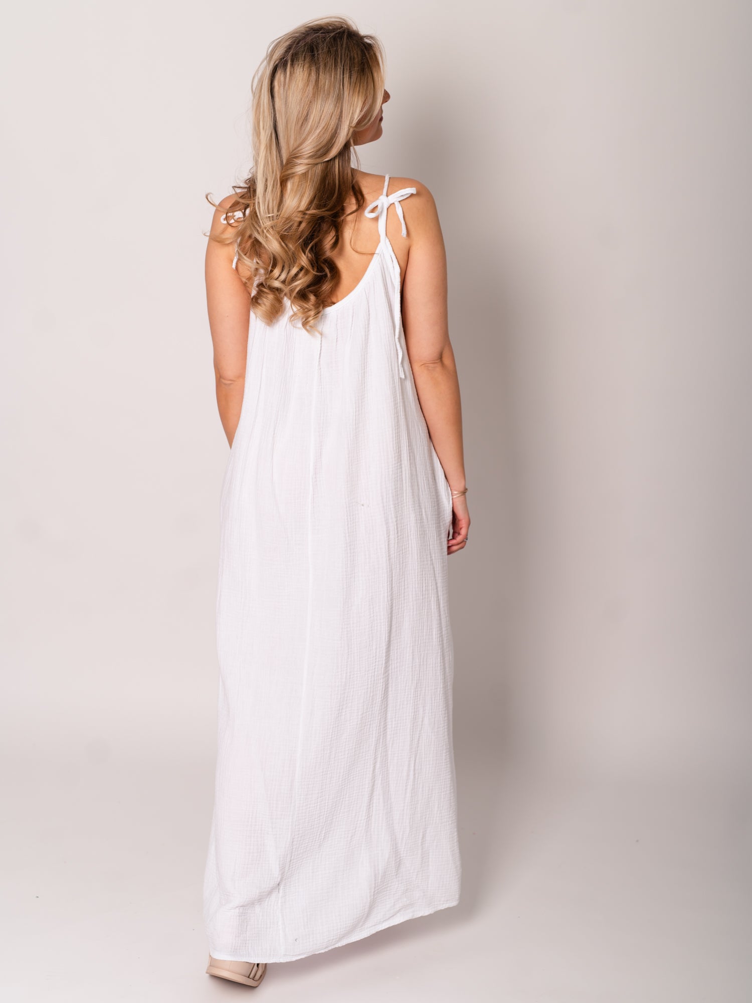 Silvia Musselin Maxi Kleid - Weiß