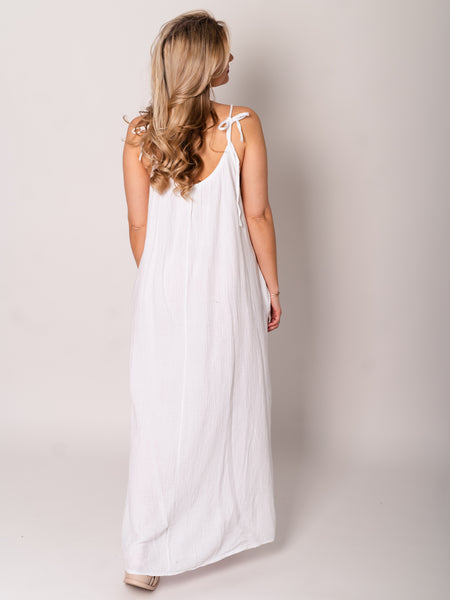 Silvia Musselin Maxi Kleid - Weiß