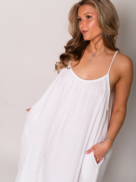 Silvia Musselin Maxi Kleid - Weiß