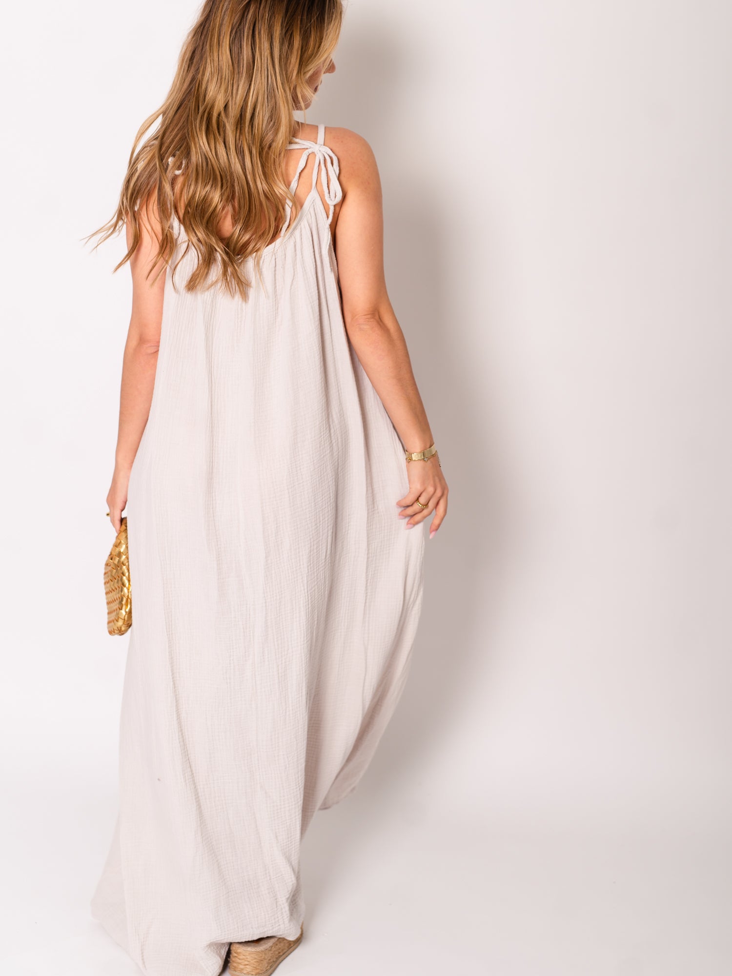 Silvia Musselin Maxi Kleid - Beige