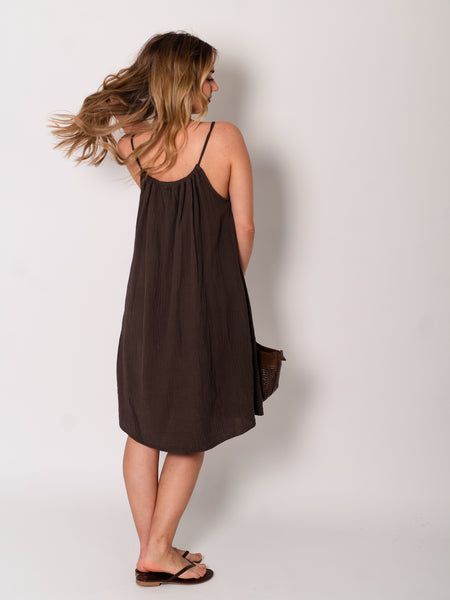 Sunny Musselin Kleid - Espresso