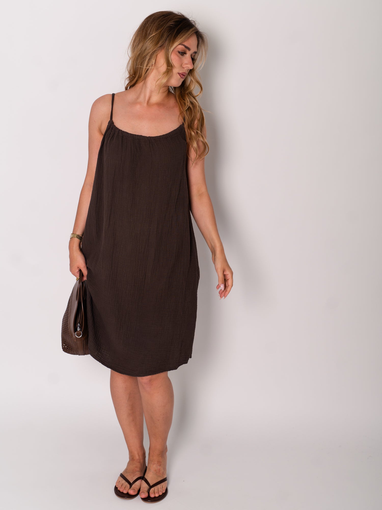 Sunny Musselin Kleid - Espresso