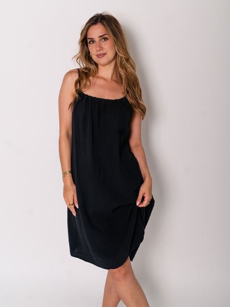 Sunny Musselin Kleid - Schwarz