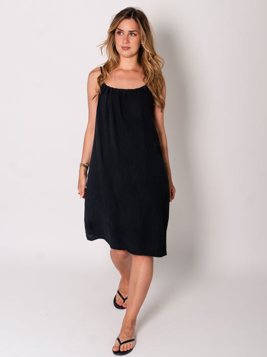 Sunny Musselin Kleid - Schwarz