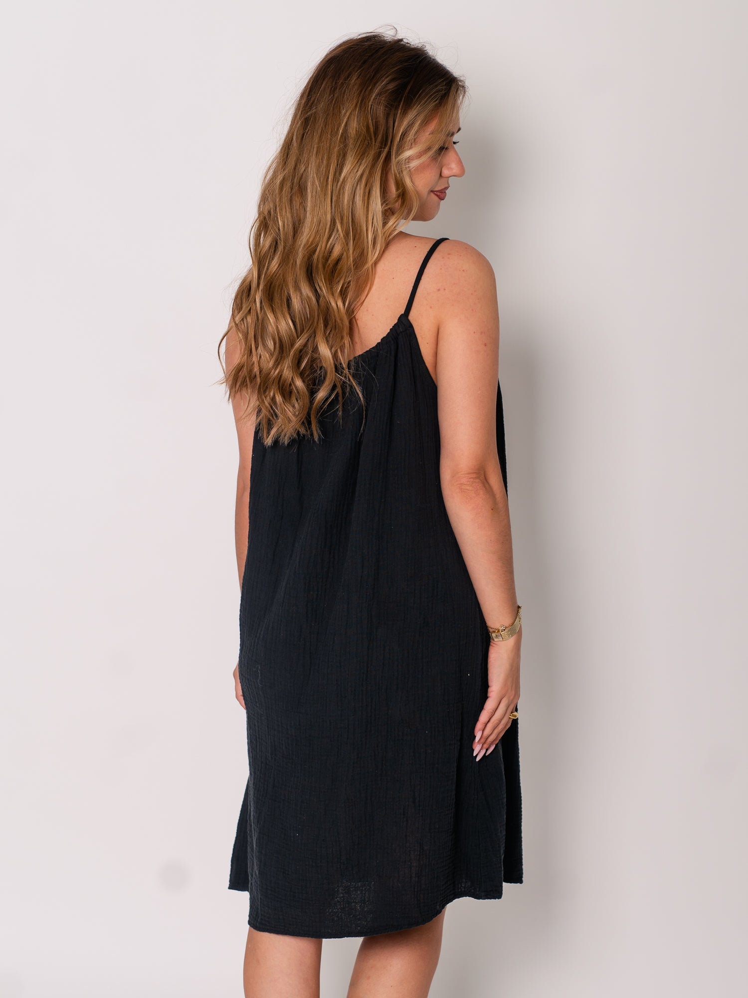 Sunny Musselin Kleid - Schwarz
