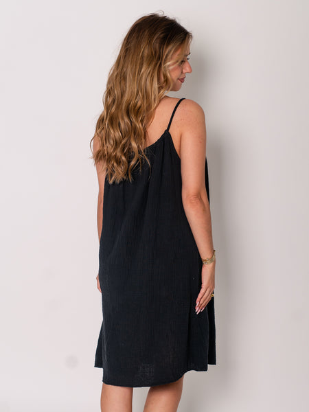 Sunny Musselin Kleid - Schwarz