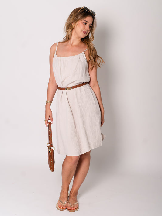 Sunny Musselin Kleid - Beige