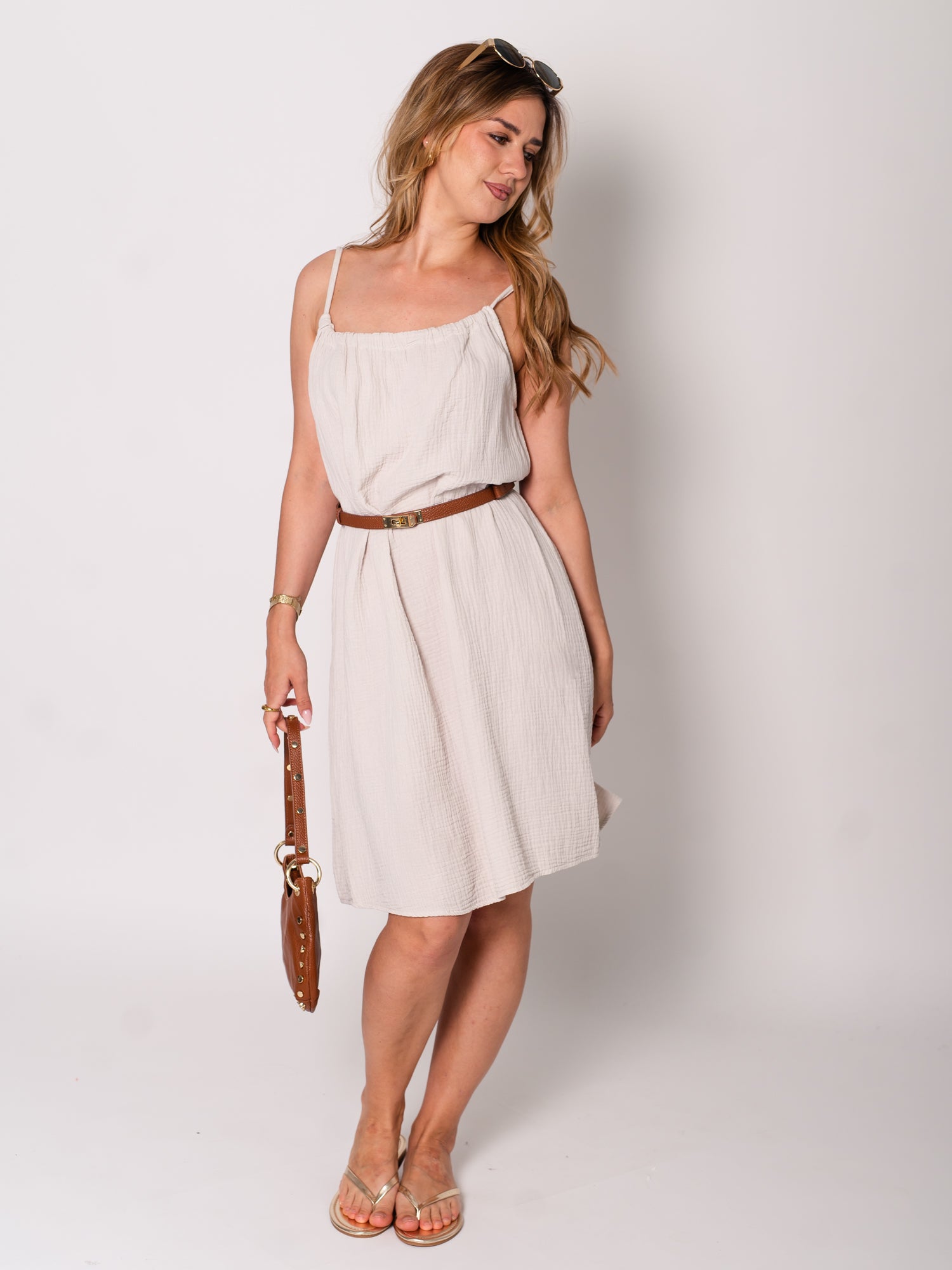 Sunny Musselin Kleid - Beige