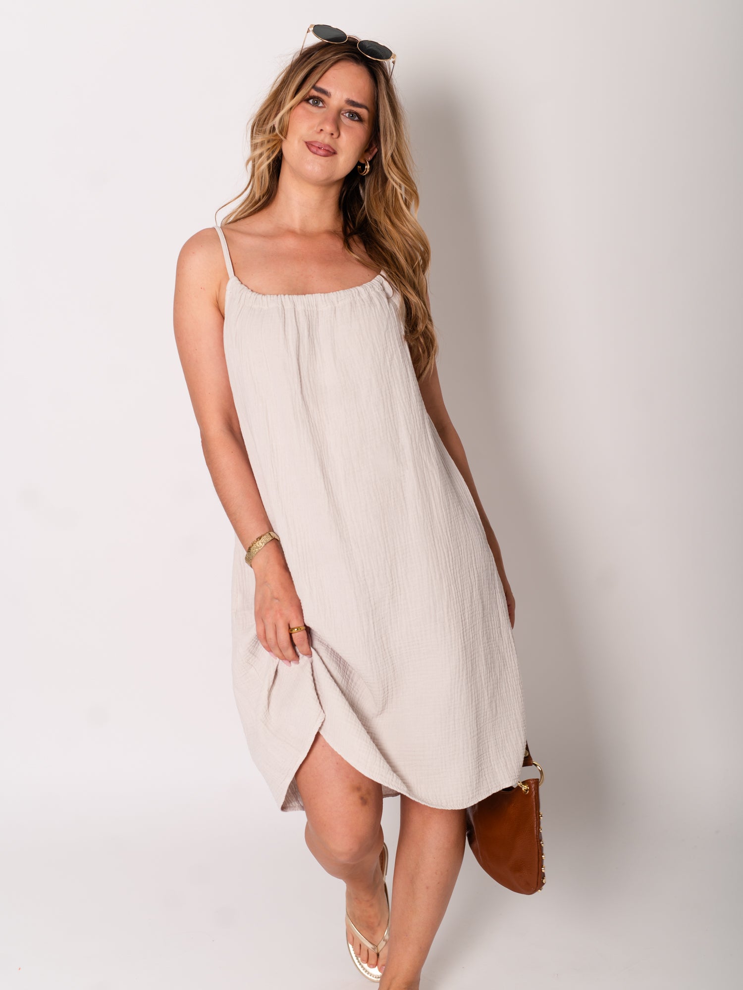 Sunny Musselin Kleid - Beige