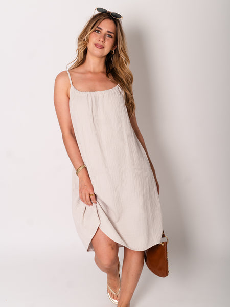 Sunny Musselin Kleid - Beige