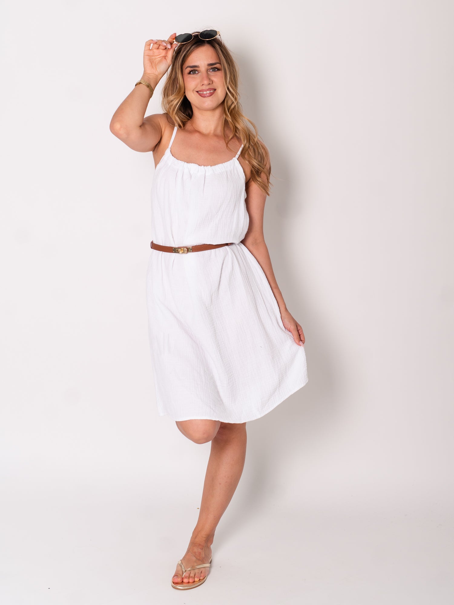 Sunny Musselin Kleid - Weiß