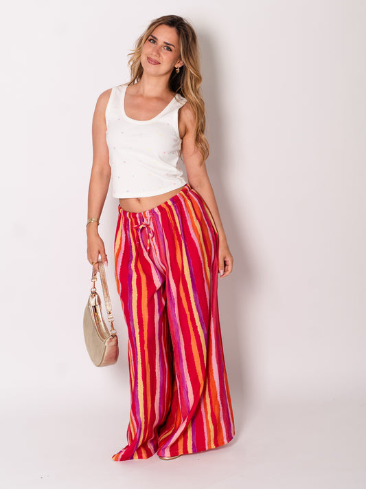 Island Sommer Hose - Rot/Bunt