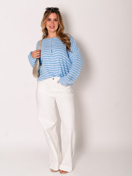 Ari Soft Strickjacke - Hellblau/Blau