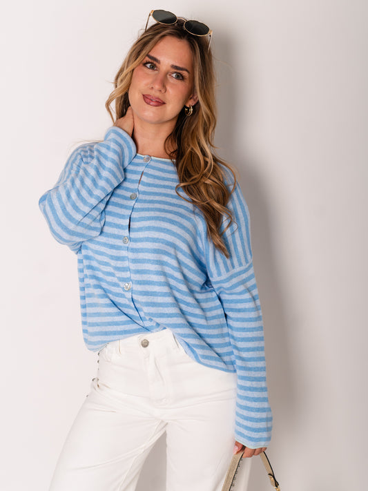 Ari Soft Strickjacke - Hellblau/Blau